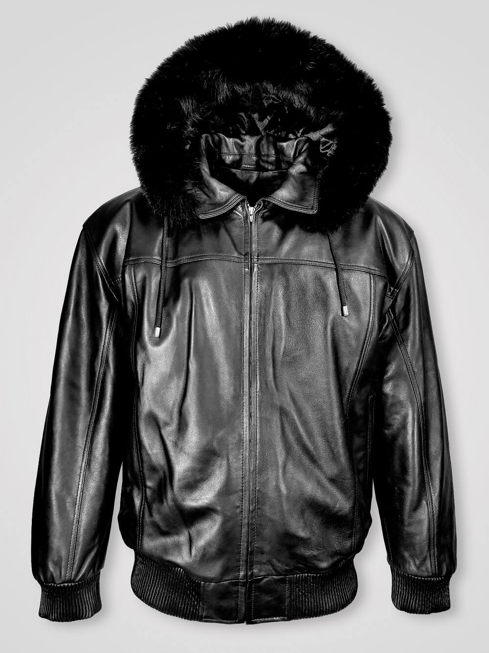 Exclusive Men Shearling Jacket With Silver Fox Detailing