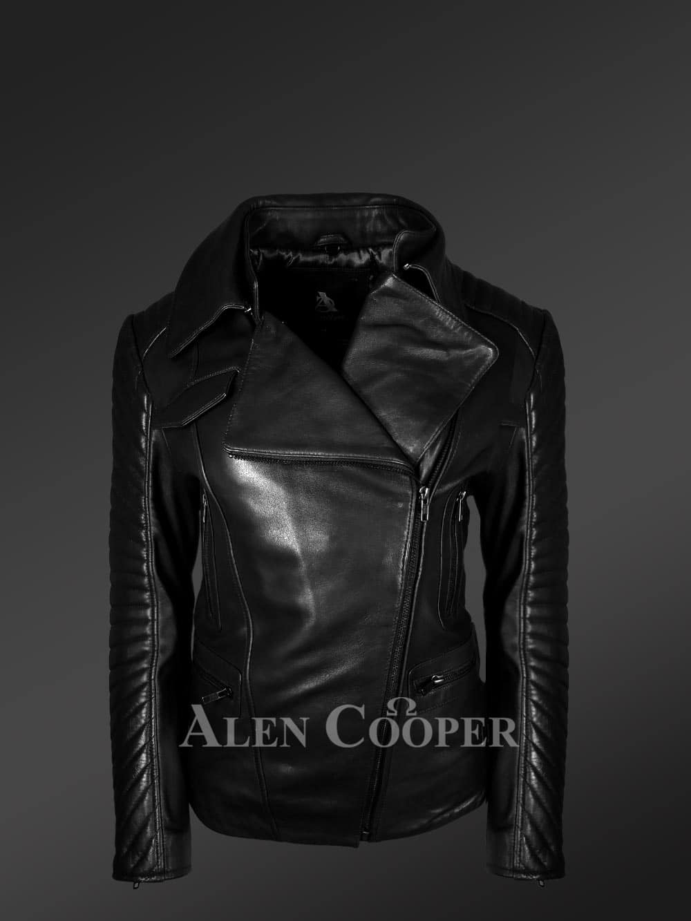 Unique version of Tan leather biker jackets for bold and stylish women