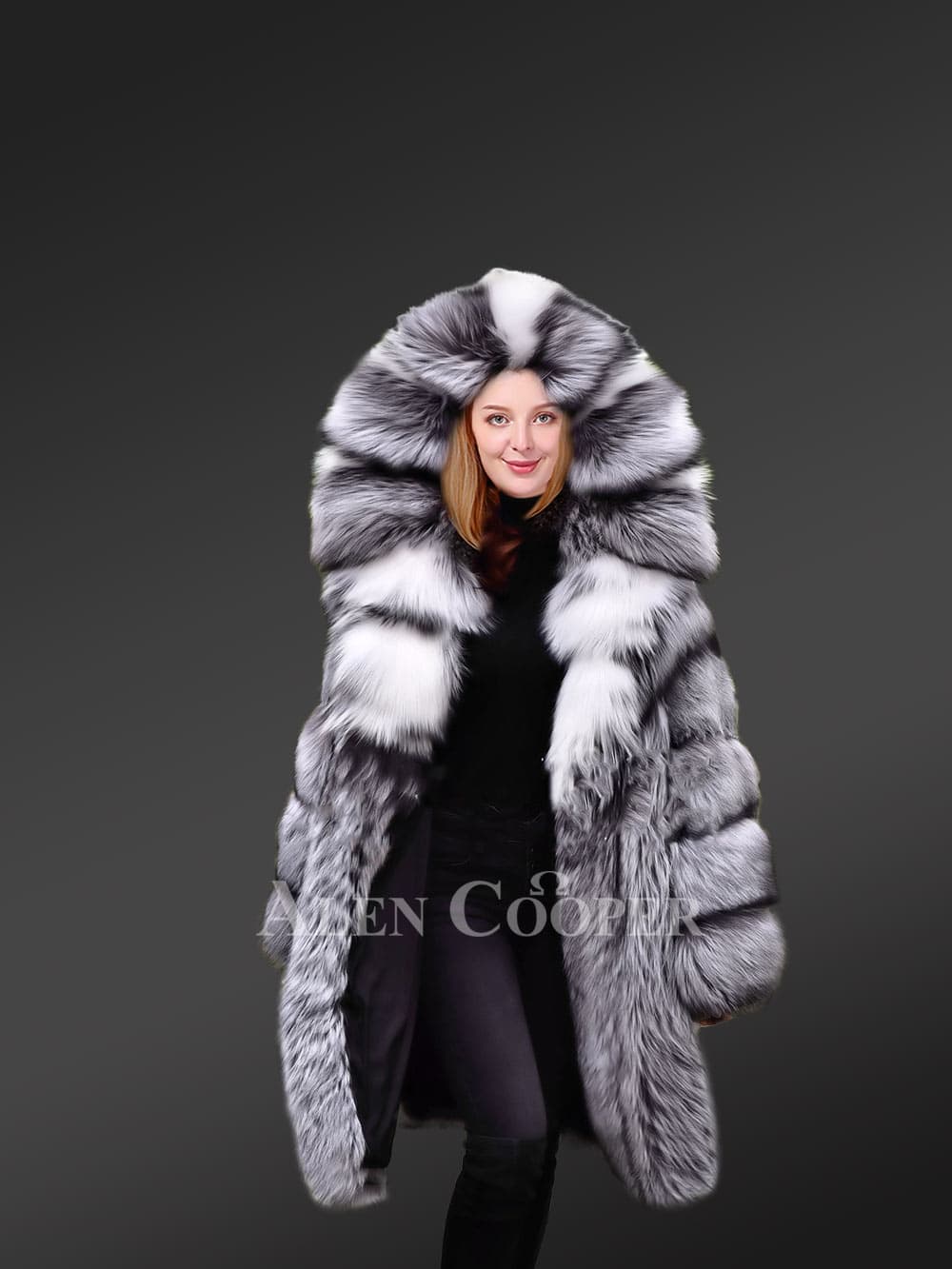 Women Fur Coat Autumn Winter Silver Fox Fur Mid Length Thickening Coat Warm Casual Trench Coat main image 1