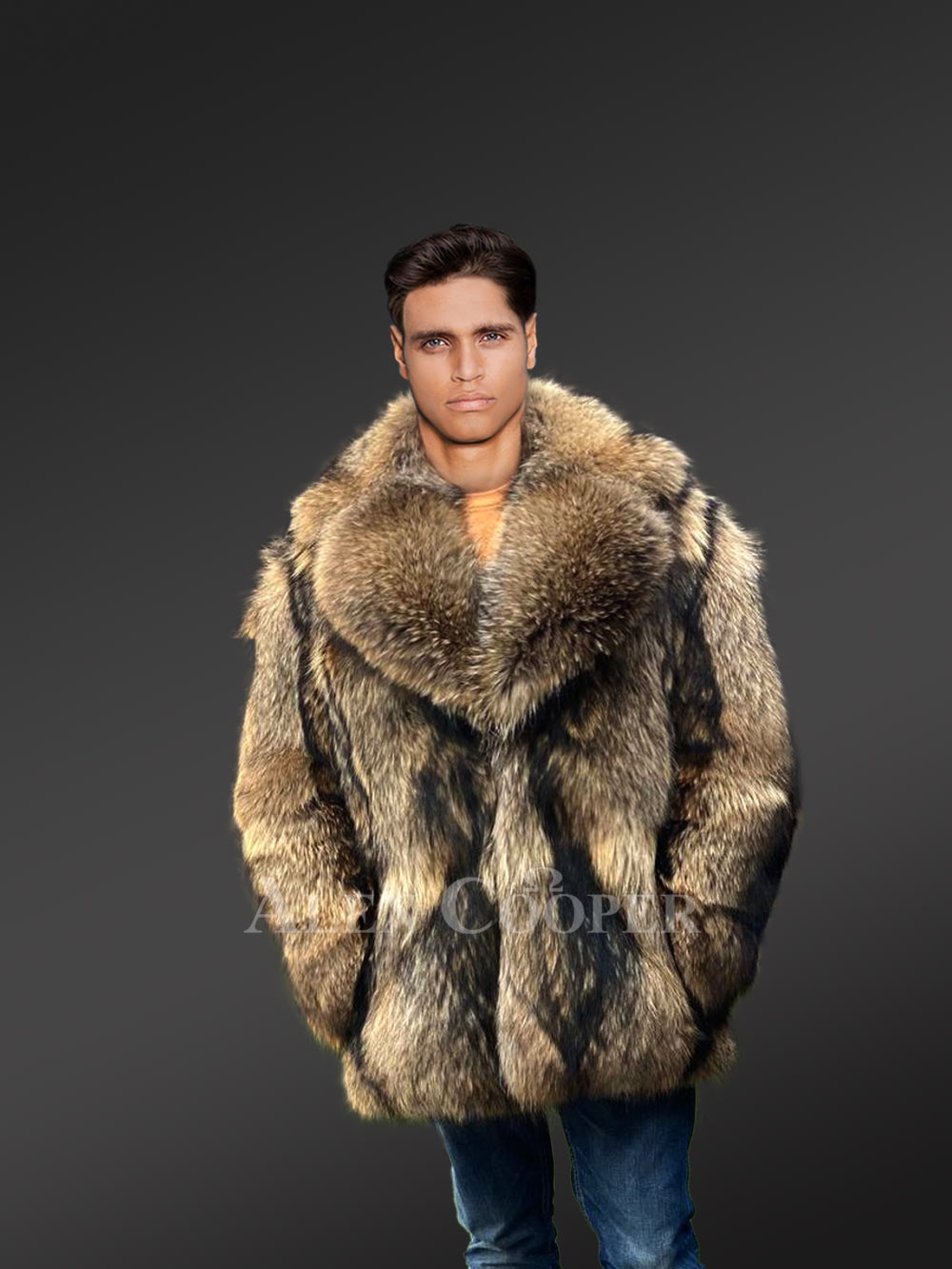 Men's Raccoon Fur Jacket Fur Coat