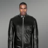 Black and Long Aura-Building Pure Leather Jacket for Men