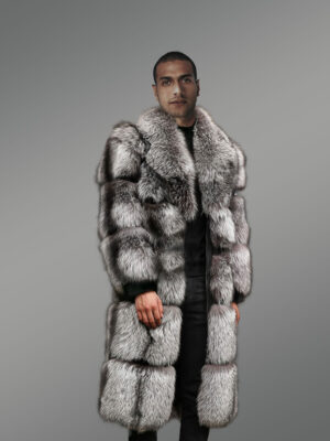 Mens Silver Fox Long Coat