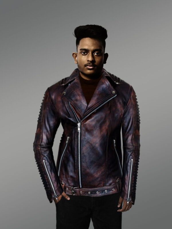 Classy and Tasteful Italian-Finish Leather Jacket in Coffee for Men Who Dare! - Image 2