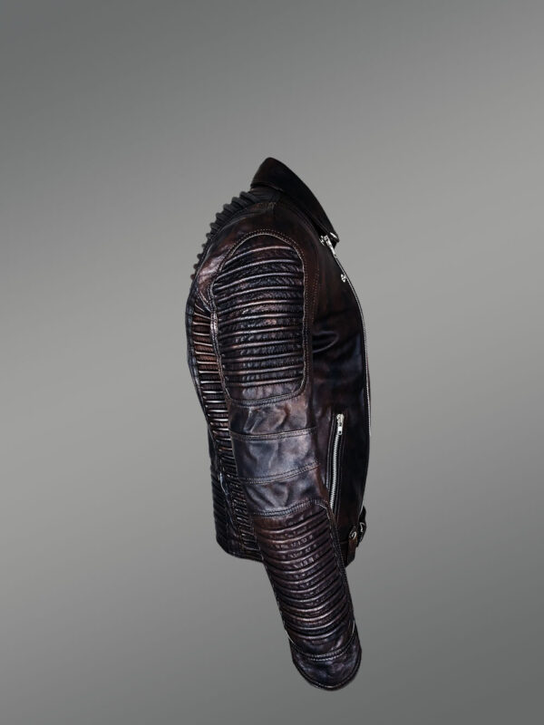 Classy and Tasteful Italian-Finish Leather Jacket in Coffee for Men Who Dare! - Image 5