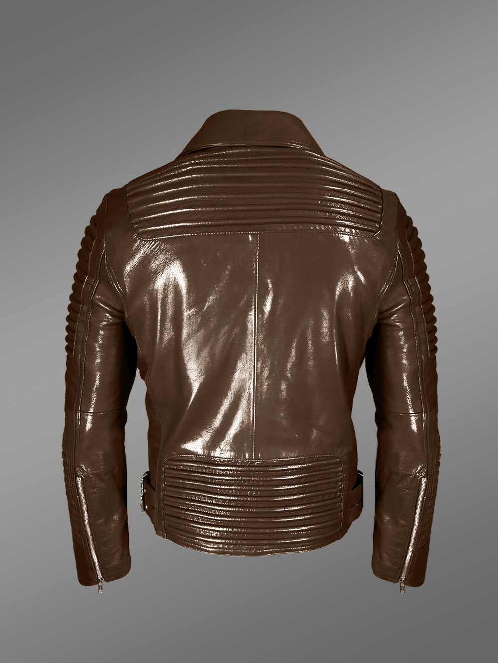 Coffee color Italian-finish leather biker jackets for stylish and ...
