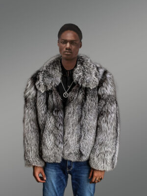 Mens Silver Fox Bomber Jacket for Incredible Warmth & High-Fashion Looks