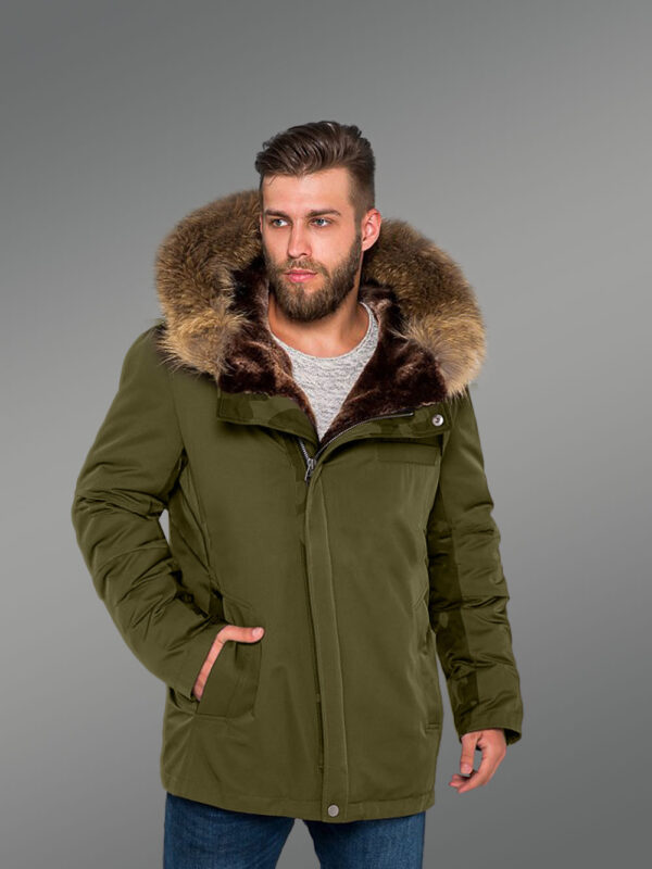 Hybrid Green Finn Raccoon Fur Parka Convertibles to Make Men Trendier and More Fashionable With Rabbit Liner - Image 2