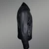 Men’s Black Leather Jacket with Firm Stand Collar