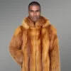 Men’s mid-length dream-soft real fox fur coat with superior warmth