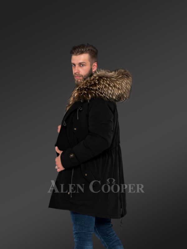 More Charming and Attractive Men in Hybrid Coffee Finn Raccoon Fur Parka Convertibles with Rabbit Liner - Image 3