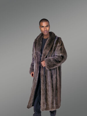 Raccoon Fur Long Coat for Men