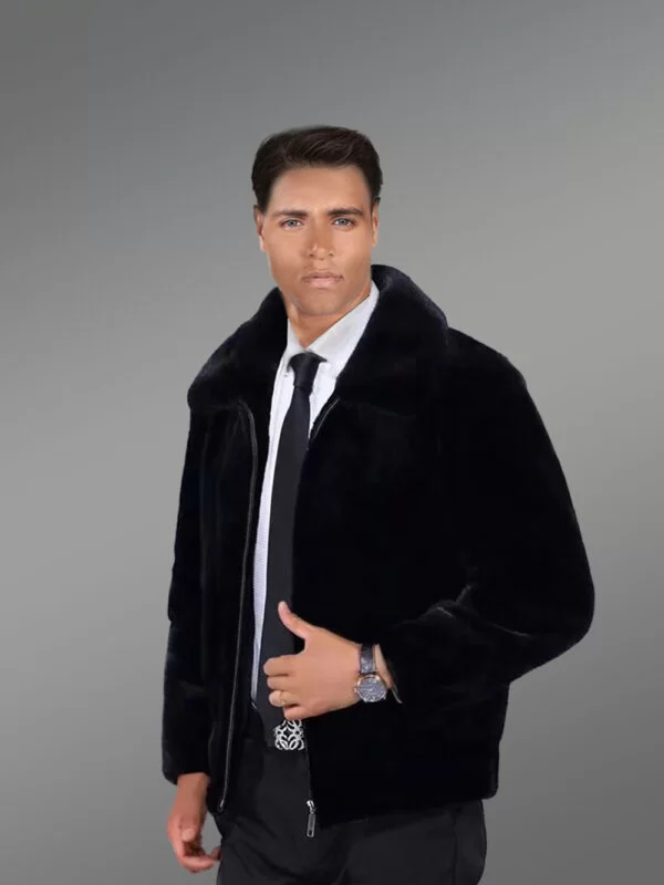 Rich Black Men’s Full Skin Mink Fur Coat