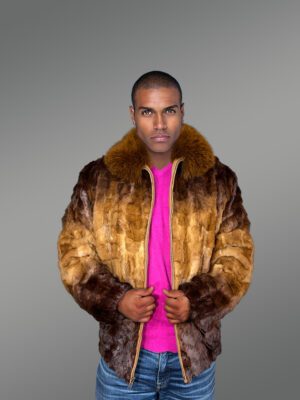 Bomber Mink Fur Men Jacket In Stylish Dual Shades