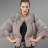 Chic and Trendy Real Fox Fur Grey Winter Coat for Style-Conscious Women