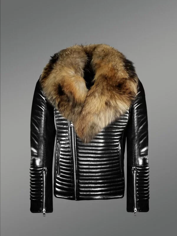 Leather Moto Jacket with Fur