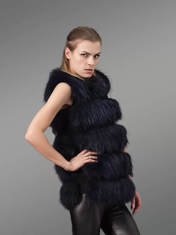 Super Stylish Sleeveless 5 Paragraph Real Fox Fur Super Warm Winter Vest
