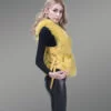 Genuine Fox Fur Winter Vest in Yellow