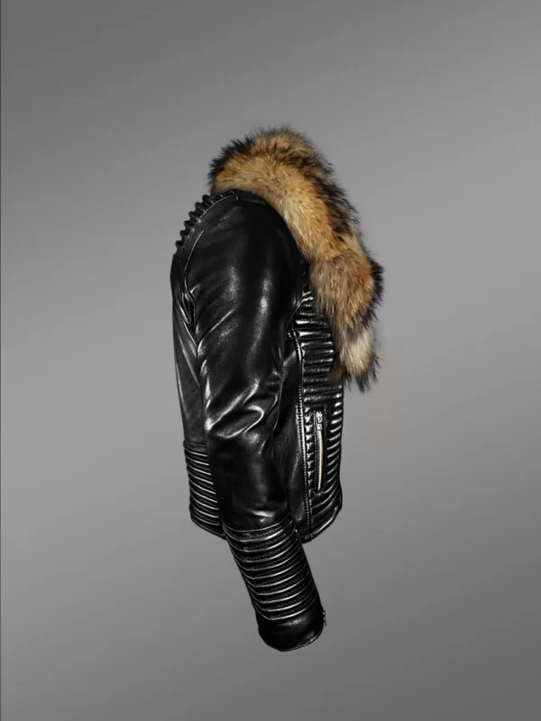 Leather Moto Jacket with Fur