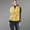 Genuine Fox Fur Winter Vest in Yellow