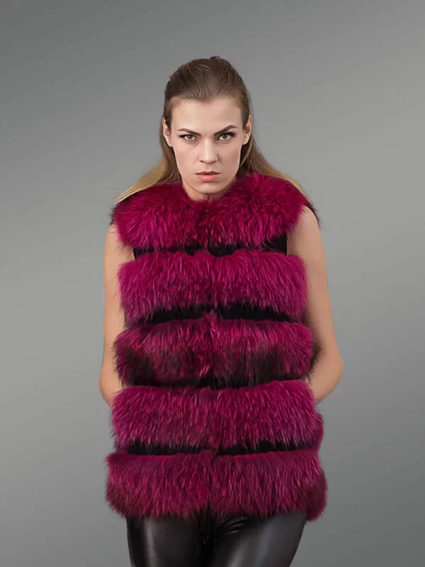 Real Fox Fur 5 Rows Paragraph Winter Vest