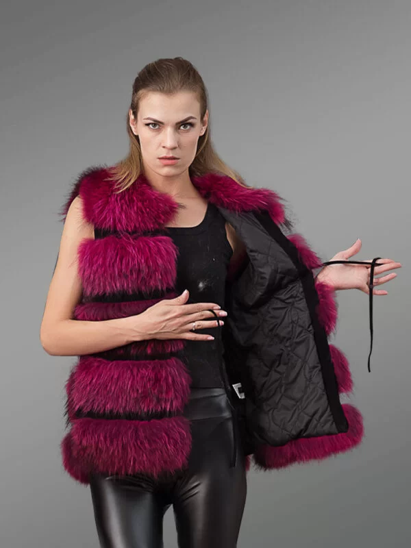 Real Fox Fur 5 Rows Paragraph Winter Vest