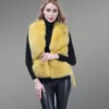 Genuine Fox Fur Winter Vest in Yellow