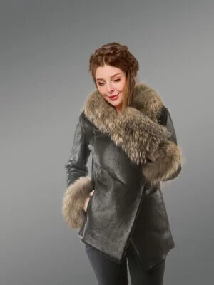 Charcoal Black Sheepskin Coat