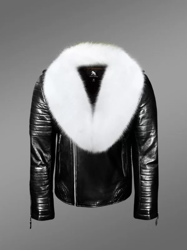 Real Leather Jacket with White Fox Fur