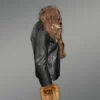 Men’s Chic Leather Jackets with Genuine Fur Collar and Handcuffs