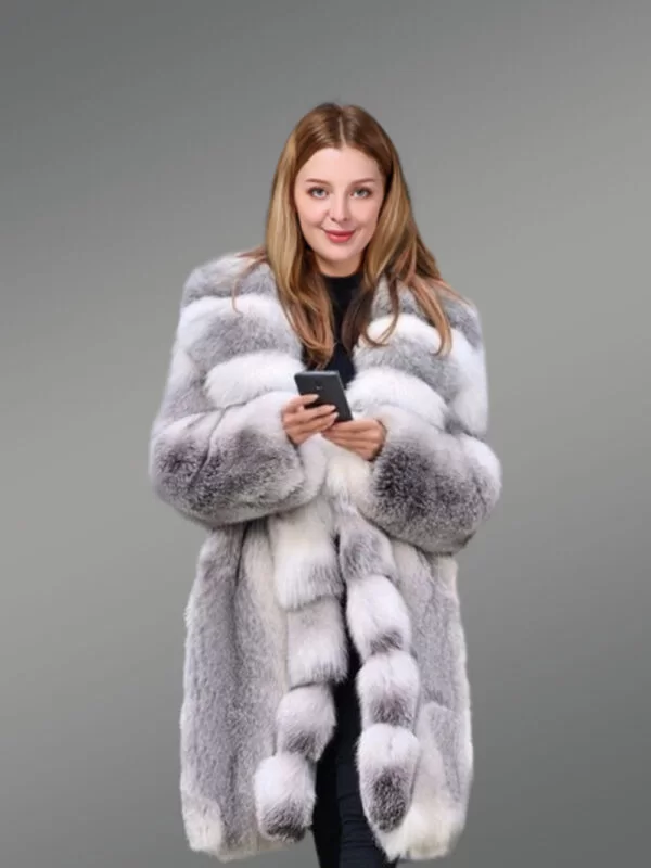 Blue Fox Fur Coat for Women