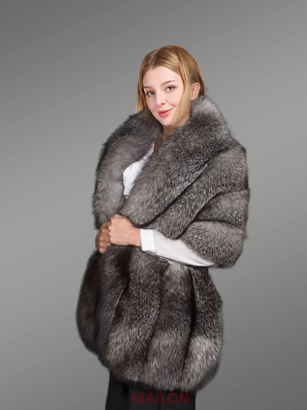 Golden Fur Poncho For Women