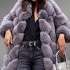 Gray fur outerwear for women