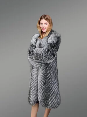 Knitted Silver Fox fur coat for women