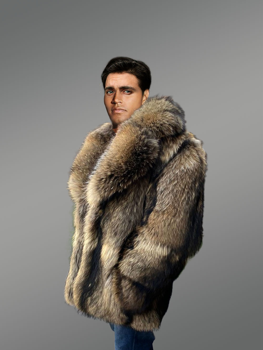 Mens Raccon Fur Jacket Fur Coat Men Winter Coats With 