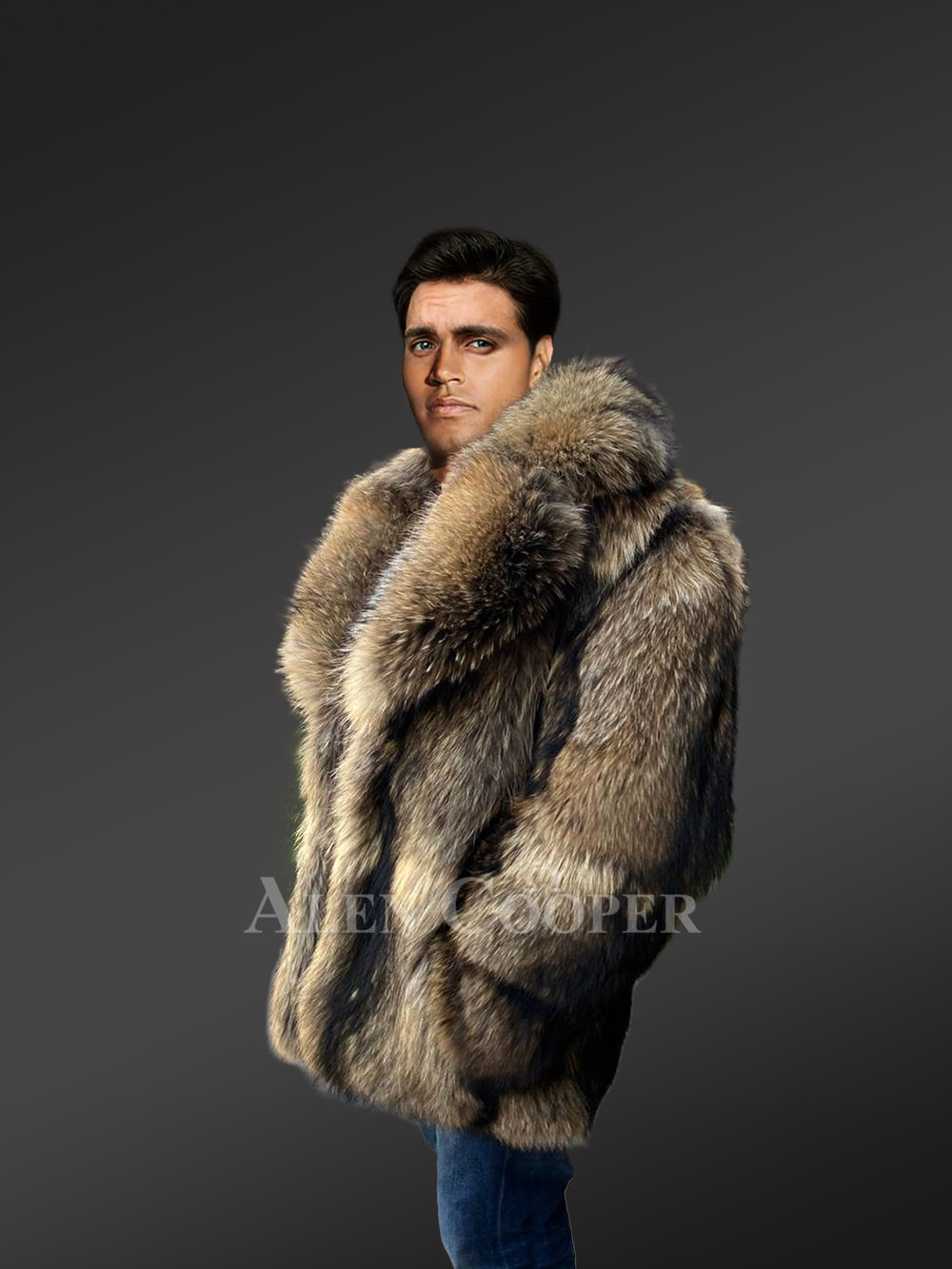 Men's Raccoon Fur Jacket Fur Coat