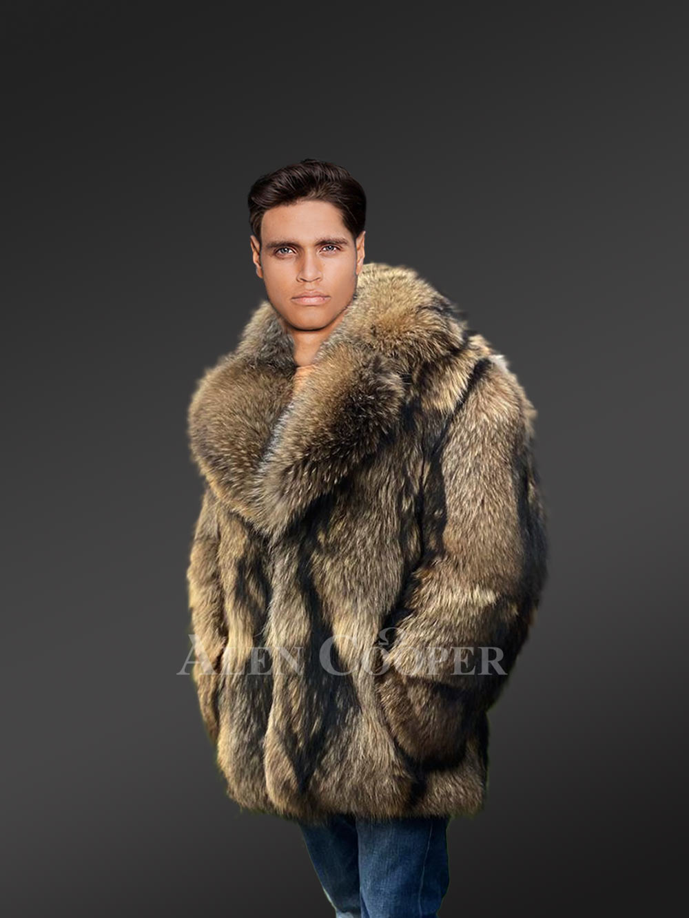Men's Raccoon Fur Jacket Fur Coat
