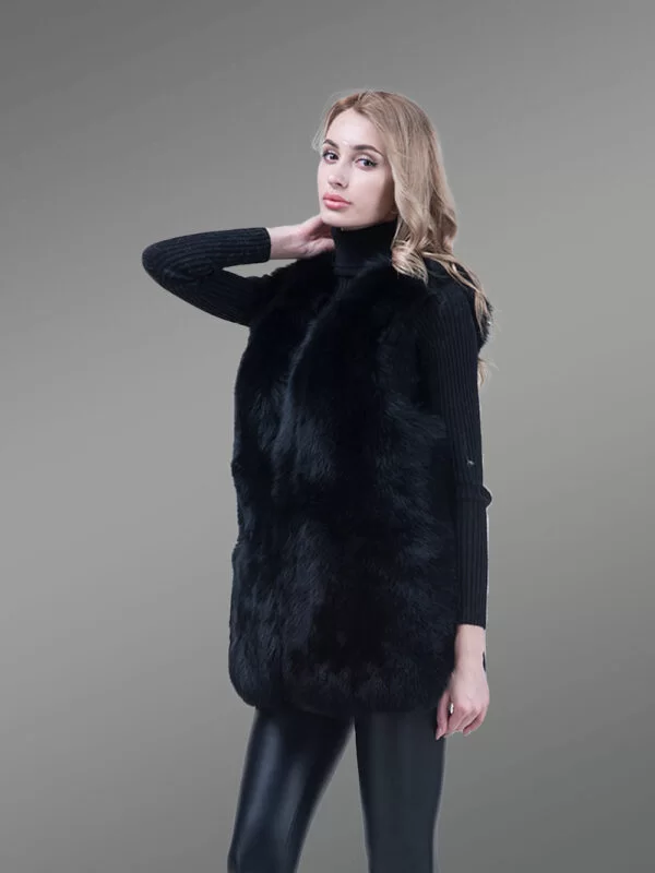 Mid-Length Genuine Fox Fur Winter Vest