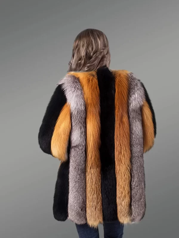 Mid-Length Straight Real Fox Fur Warm Winter Coat for Women