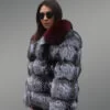 Multi Color Shawl Shoulder Real Fox Fur Winter Coat for Women