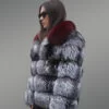 Multi Color Shawl Shoulder Real Fox Fur Winter Coat for Women