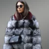 Multi Color Shawl Shoulder Real Fox Fur Winter Coat for Women