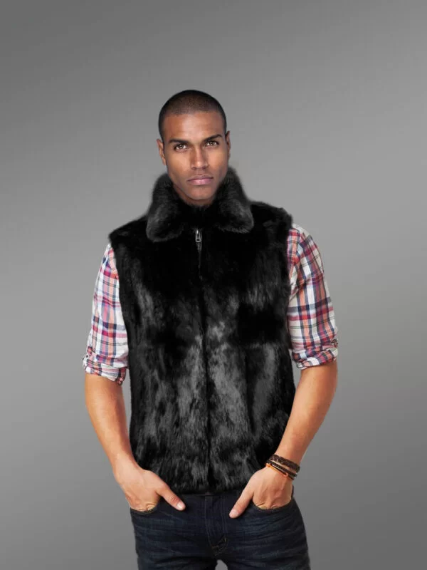 Black Rabbit Fur Vest