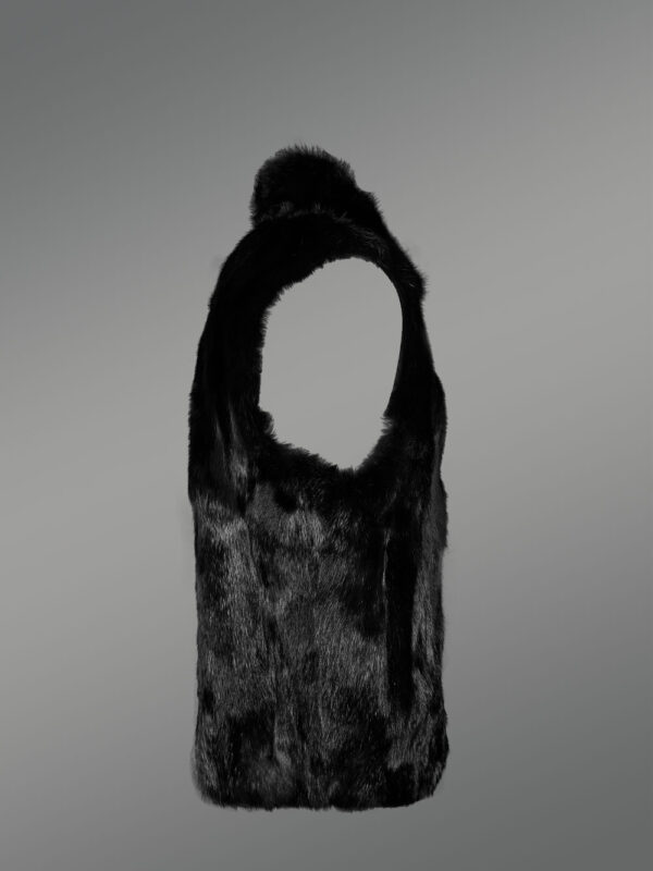 Black Rabbit Fur Vest Sleeveless for Men - Image 4