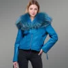 Short blue Shearling Jacket furrik