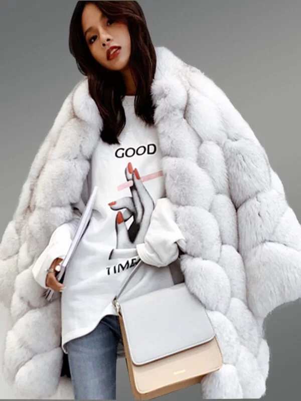 white fur outerwear for women