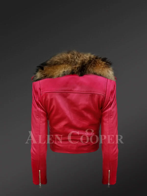 Womens Leather Jacket with Fur Collar for a Smart Snazzy Look - Image 7