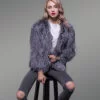 Silver Fox Fur Casual Short Winter Coat