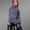 Silver Fox Fur Casual Short Winter Coat