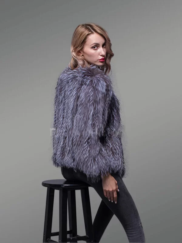 Silver Fox Fur Casual Short Winter Coat