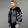 Real Fox Fur Coat in Black-White